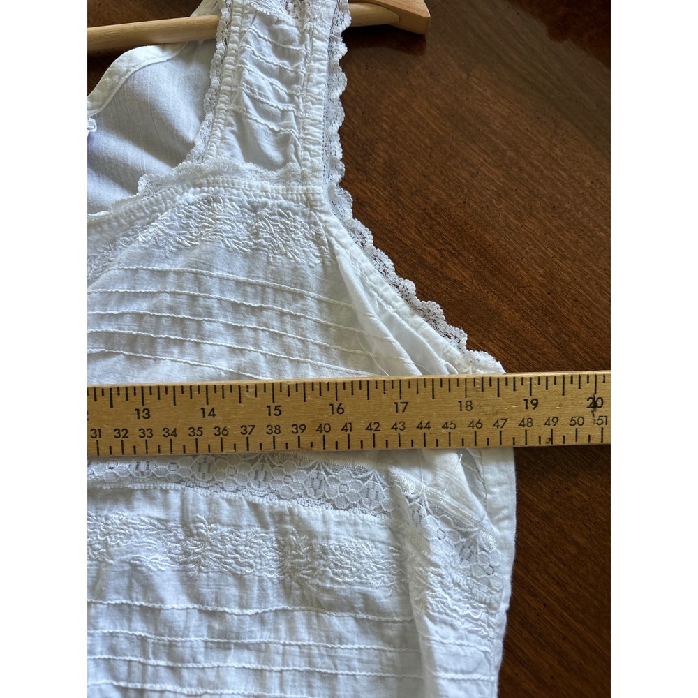 Saybury White Cotton Lace Trimmed Button Front Tiered Midi Dress large Vintage - Picture 7 of 9
